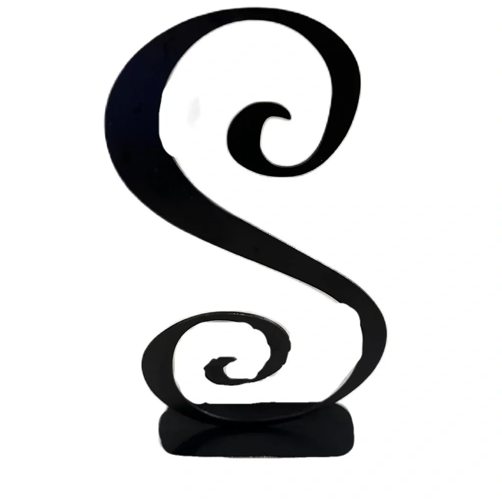 Metal Letter S Swirl Black Sculpture Decor - Picture 3 of 14